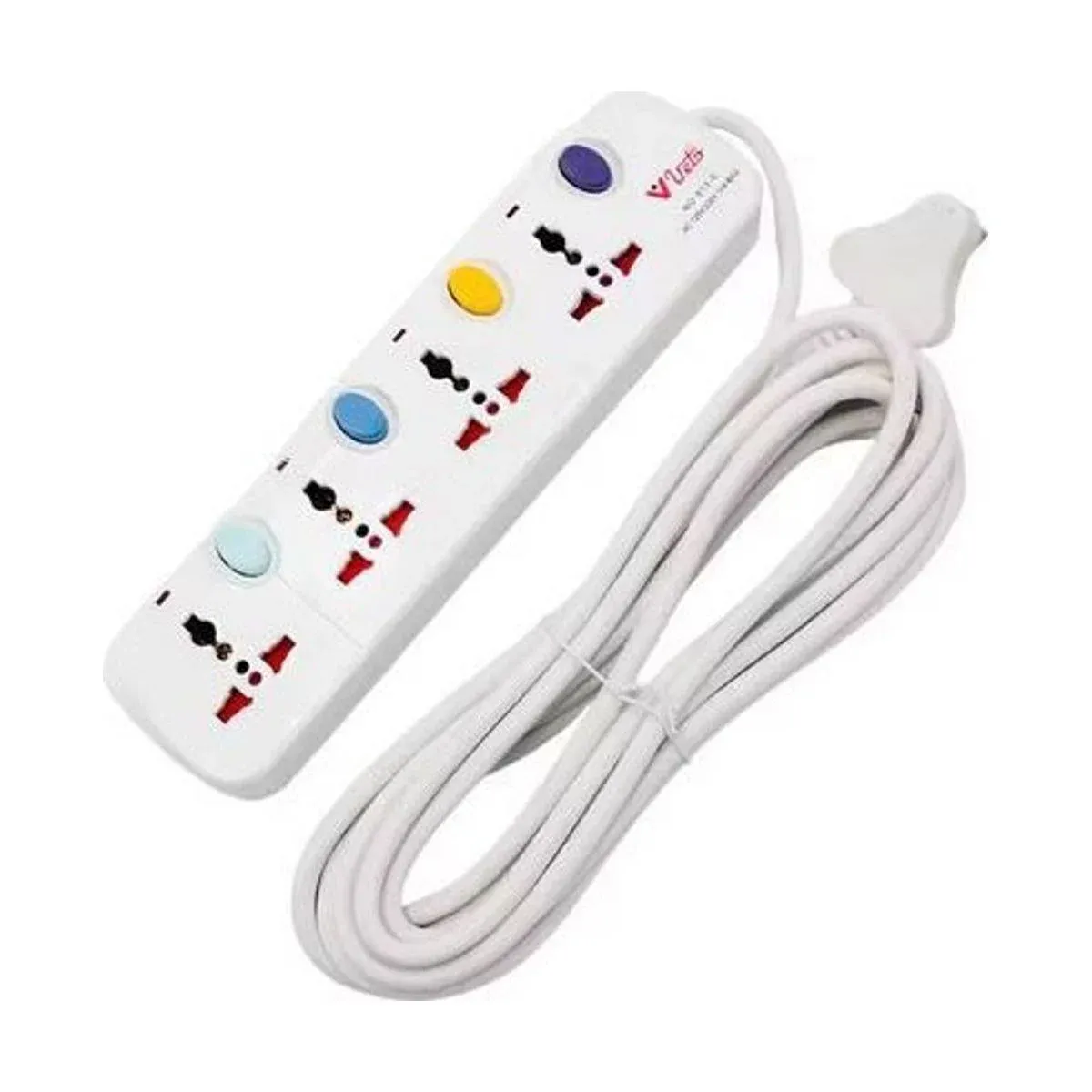 Veto Universal Power Extension Cord, 4-Way (5m, LED Indicators)